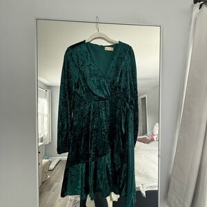 Elegant Green Velvet Wrap Dress from Altar’d State